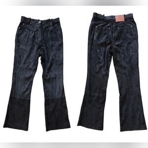 Vintage Suede Leather Womens Pants Sz 12 Black Bootcut Western Boho Biker 30×29